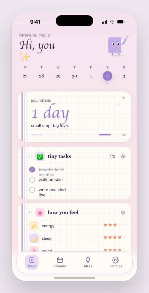 YouDailyPlan diary screen